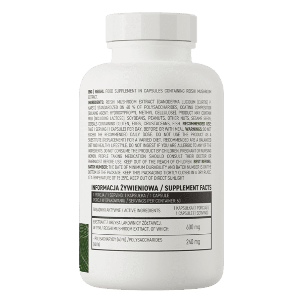 "Reishi" Grybas 240mg Polisacharidų 'Ostrovit Pharma' (60kaps/60porc) - Image 3