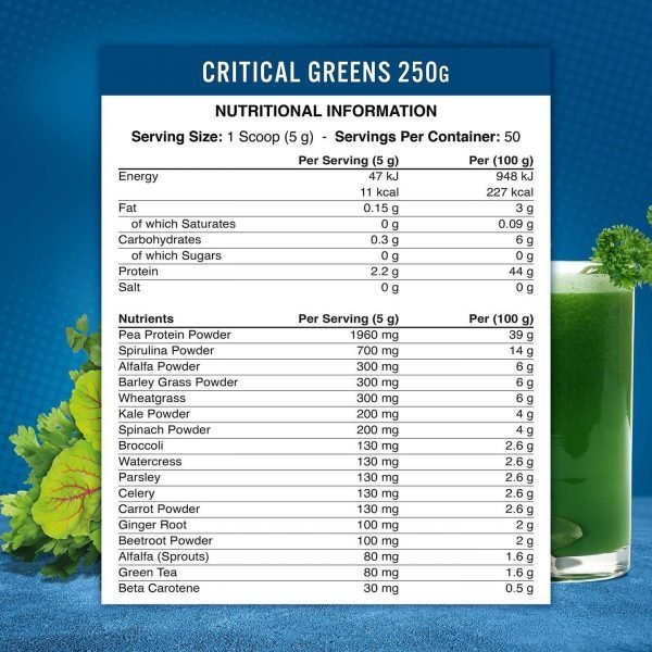 "Critical Greens" 17 Supermaisto Ingredientų mišinys 'Applied Nutrition' (250g/50porc) - Image 3