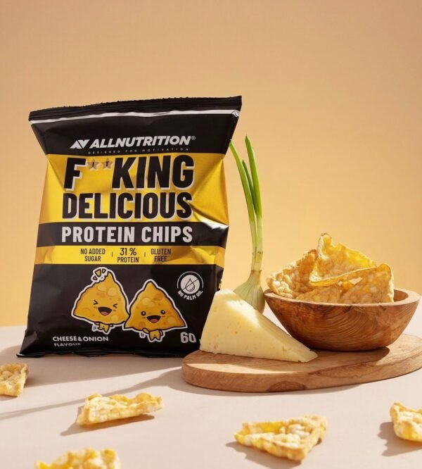"Protein Chips Cheese Onion" Veganiški Baltyminiai Traškučiai 'All Nutrition' 60g - Image 3