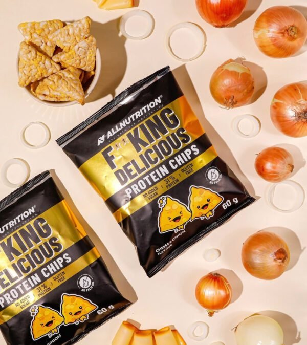 "Protein Chips Cheese Onion" Veganiški Baltyminiai Traškučiai 'All Nutrition' 60g - Image 2