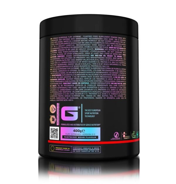 "FURY Extreme" Pre-Workout/Pump Energetikas 'Genius Nutrition' (400g/45porc) - Image 3