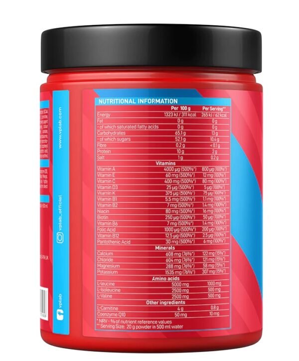 "Fit Active" Izotoninis gėrimas, elektrolitai/BCAA 'VPLabs' (500g/25porc) - Image 4