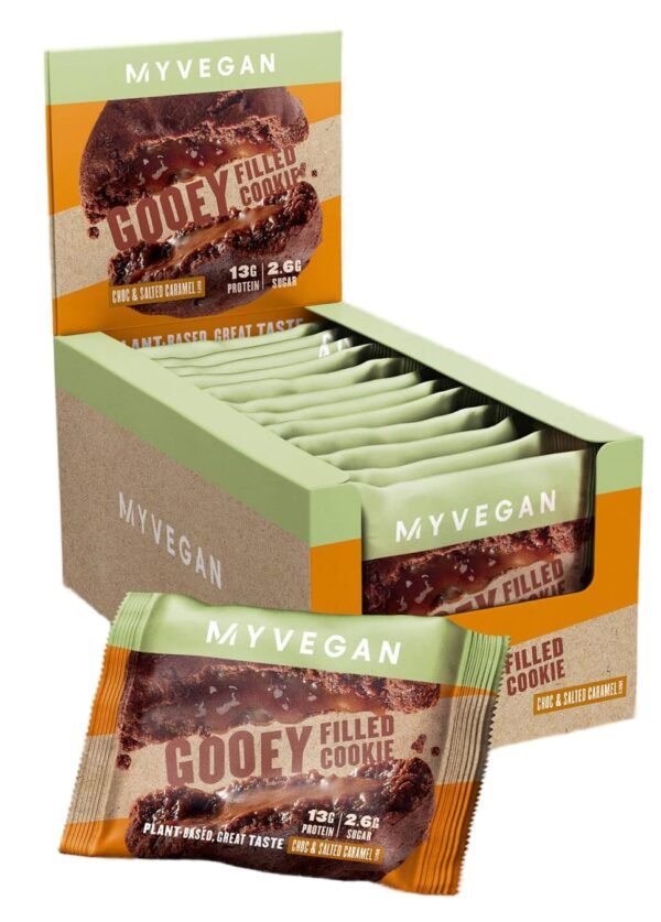 “Gooey Filled Cookie Choco Caramel” Veganiškas Sausainis su Įdaru ‘MyProtein’ (75g)